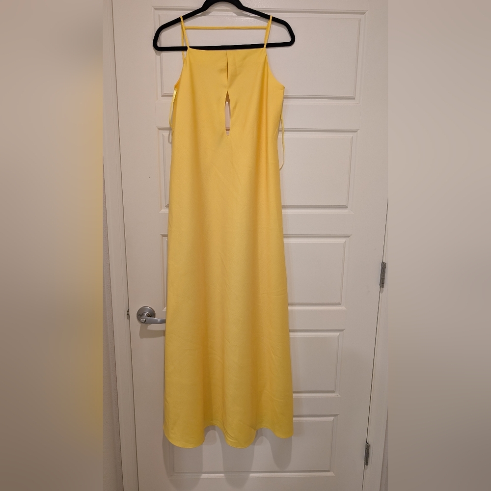 ANTONIO MELANI Yellow Plunge Neck Sleeveless Sundress